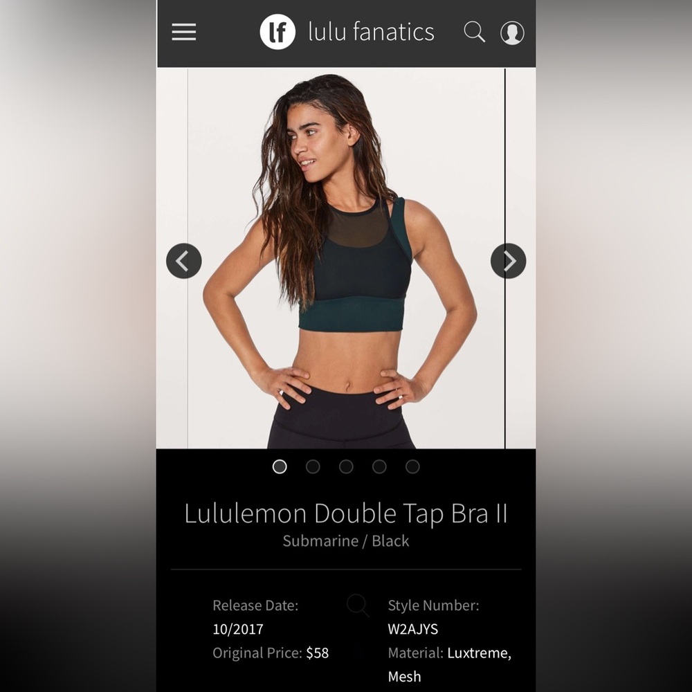Lululemon Athletica Double Tap Bra II in Black and Teal
